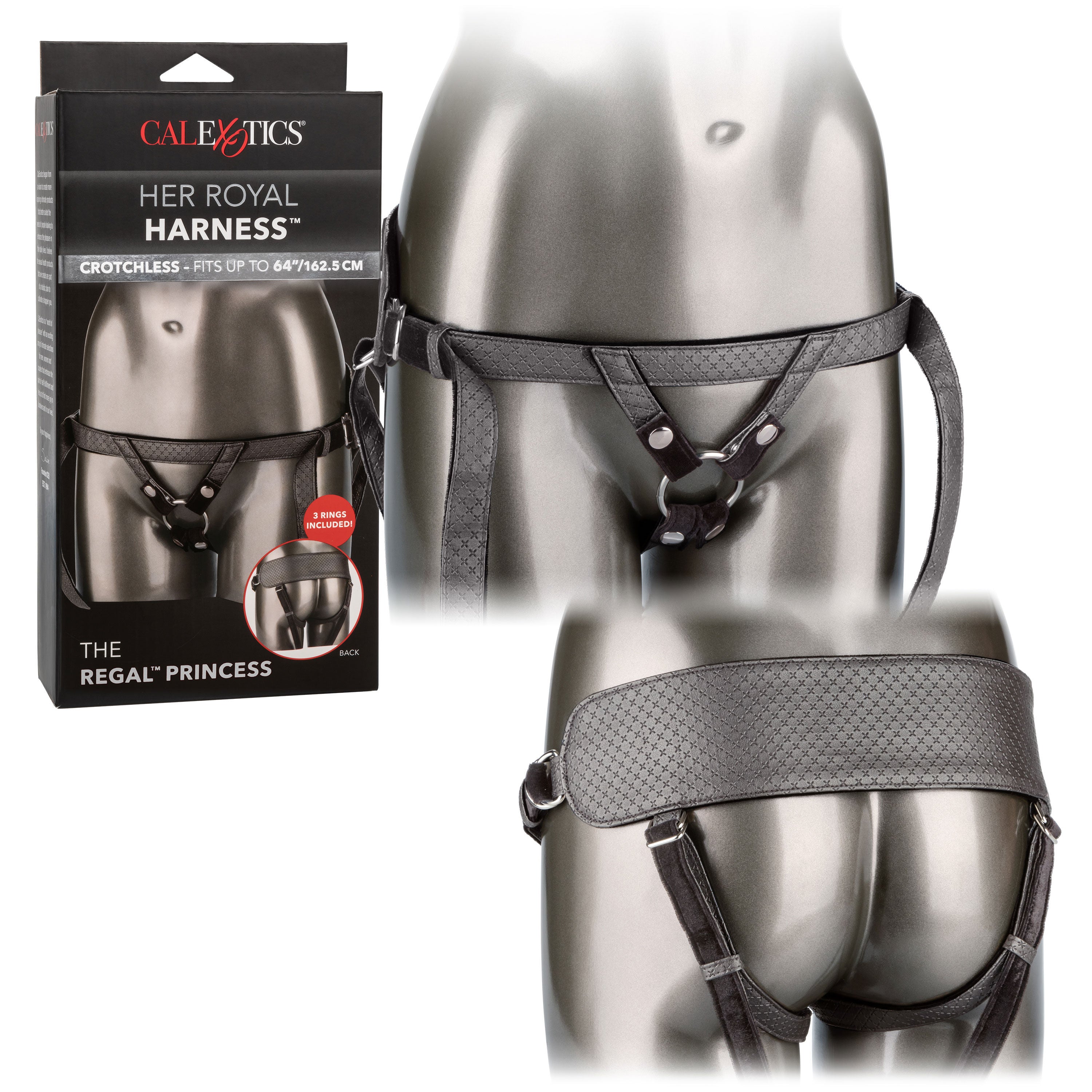 Her Royal Harness Regal Princess Crotchless Harness Pewter > Dildos > Strap On Harnesses