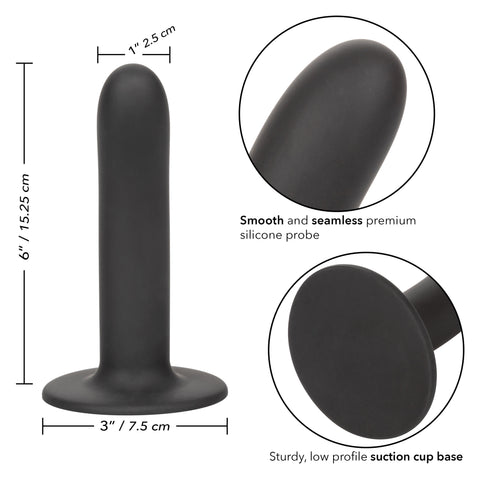 Boundless 6"/15.25cm Smooth Black Silicone Probe with Suction Cup Base Dongs Neutral