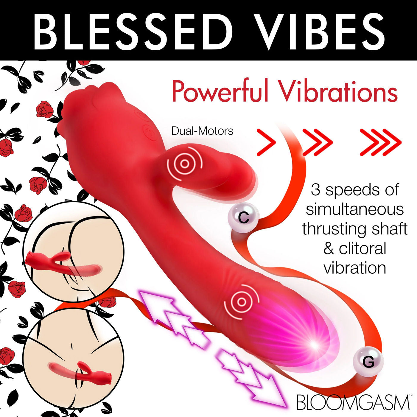 Blooming Bunny Silicone Rabbit Vibrator with Sucking Thrust > Sex Toys For Ladies > Clitoral Vibrators and Stimulators