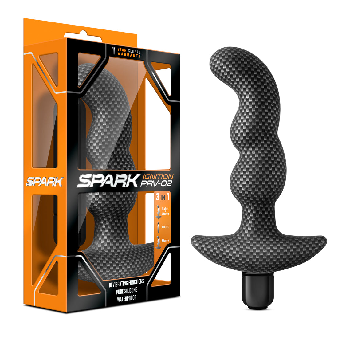 Spark Ignition Carbon Fiber Prostate Vibrator with 10 Modes Black > Anal Range > Prostate Plugs