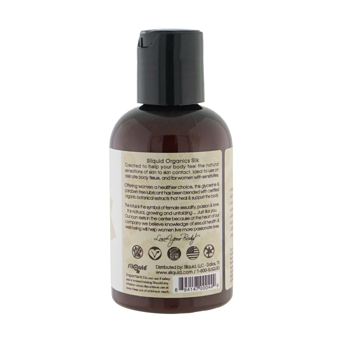Sliquid Organics Silk Hybrid Lubricant (125ml) – Water and Silicone Based Personal Lubricant > Lube > Hybrid