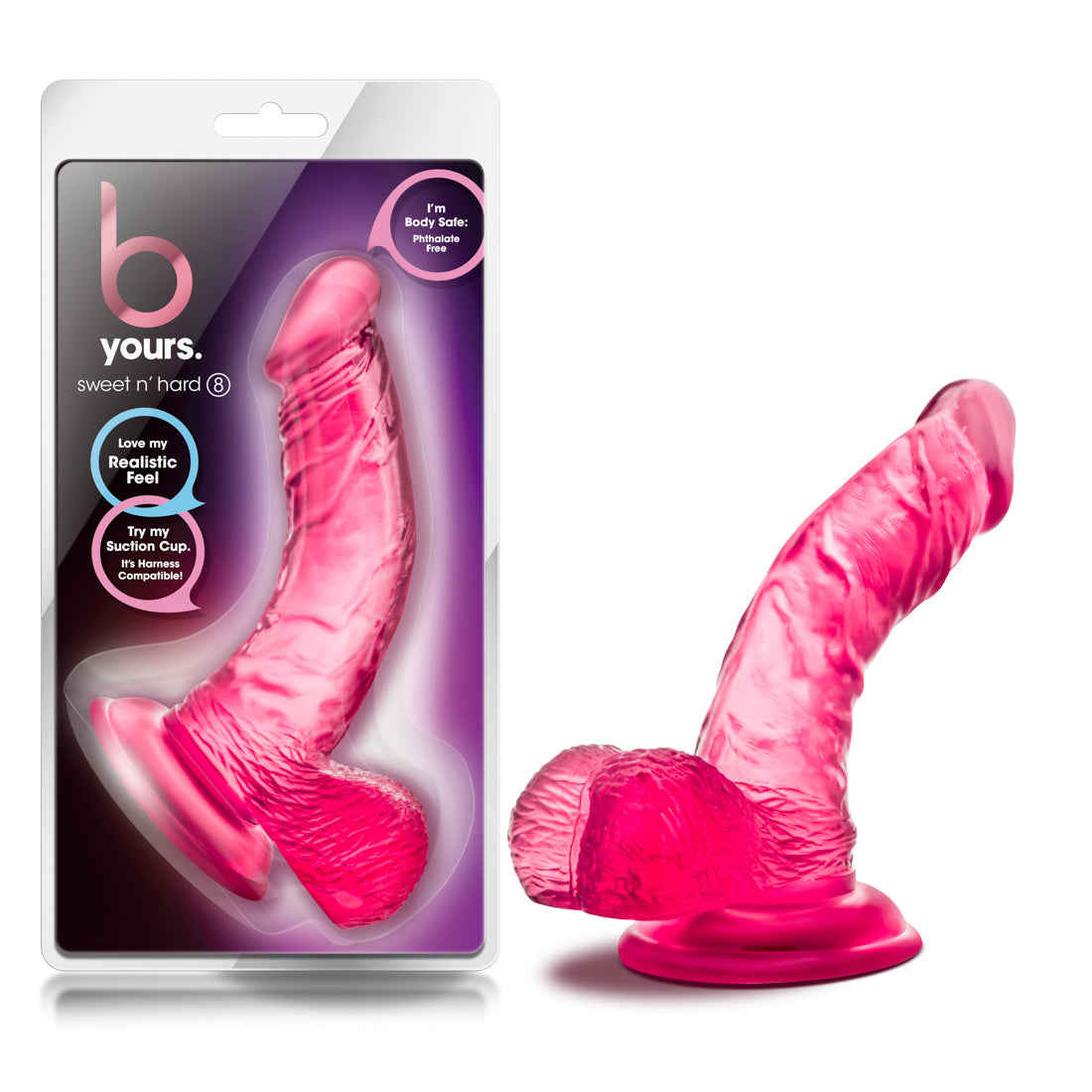 B Yours Sweet and Hard Pink 7" Dong with Suction Cup Base > Dildos > Realistic Dildos
