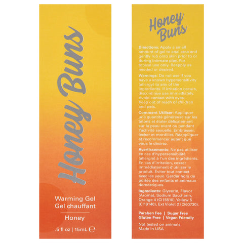 Honey Buns Warming Lickable Gel for Intimate Anal Play 15ml Anal Lubricant