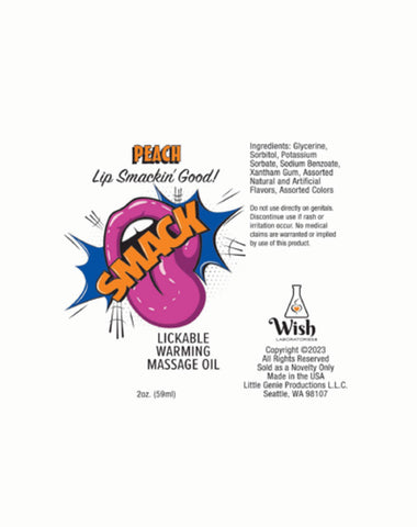 Smack Peach Warming Lickable Massage Oil 2 Oz for Adults Default Title Massage Oil
