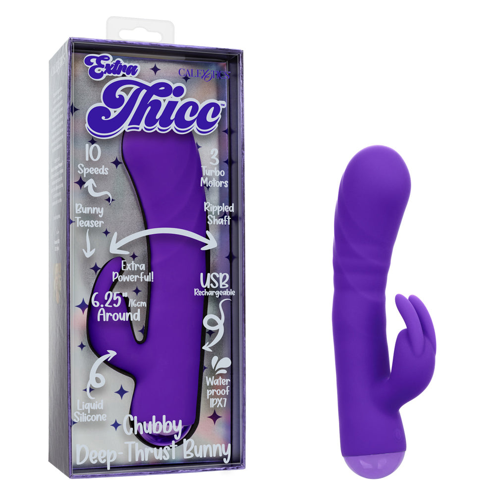Extra Thicc Chubby Deep Thrust Bunny – 6.25 Inch Triple-Motor Vibrator Purple > Vibrators > Ladies > Rabbit