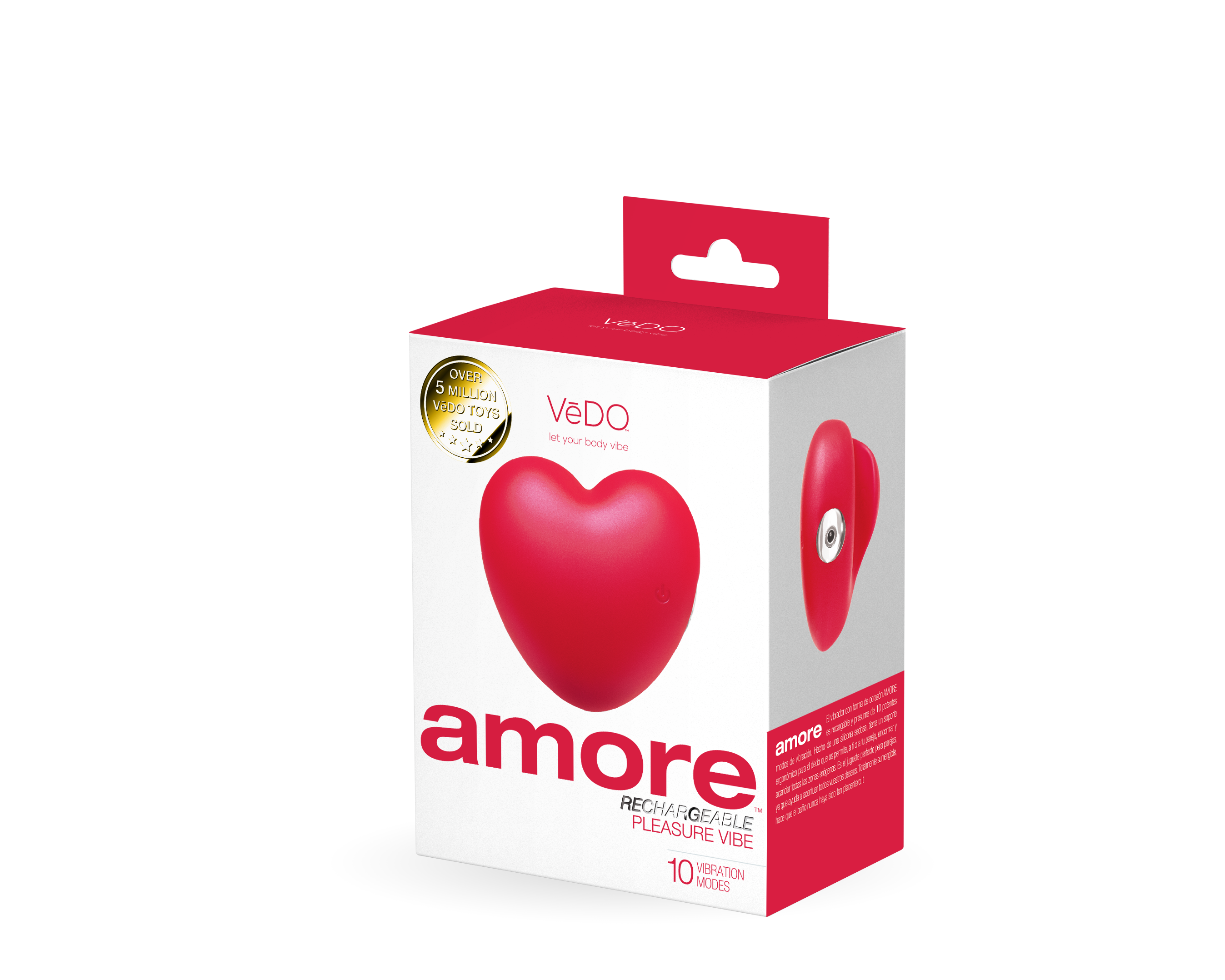 Amore Rechargeable Purple Vibrator with 10 Vibration Modes Suction Stimulator