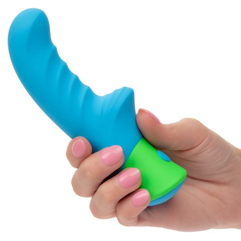 Rave Ridged G Blue and Green Silicone Massager with 10 Speeds Waterproof IPX7 USB Rechargeable Vibrators