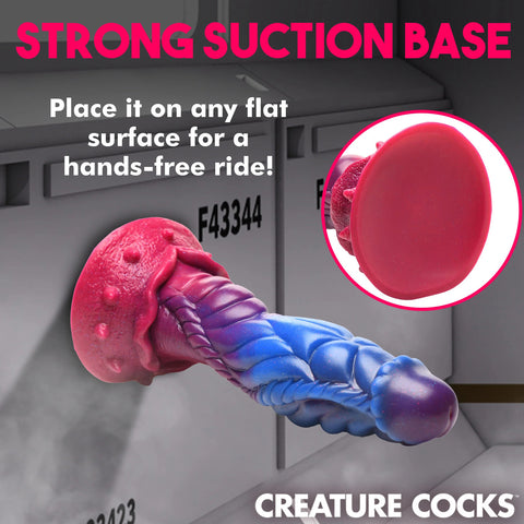 Creature Cocks Intruder Alien Silicone Dildo Purple Blue Pink 9 Inch with Suction Cup Multi Fantasy Dongs