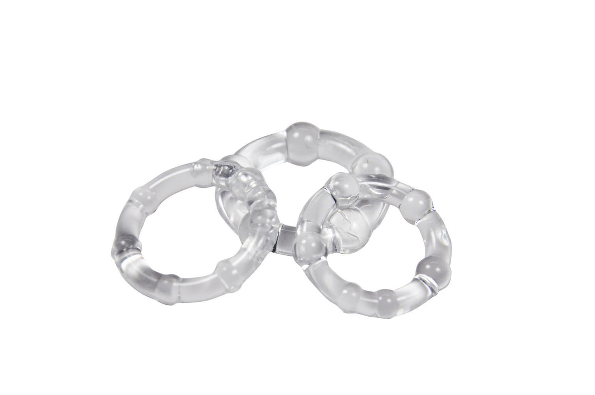 Cloud 9 Novelties Super Stretch Beaded Cock Ring Combo Pack (Black) – Skin Safe Cock Rings > Cock Ring > Sets