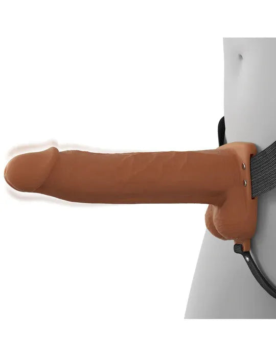 Fantasy X-Tensions Elite (Beige/Brown) – Vibrating Hollow Silicone Strap-On 8 Inch > Dildos > Strap On Harnesses