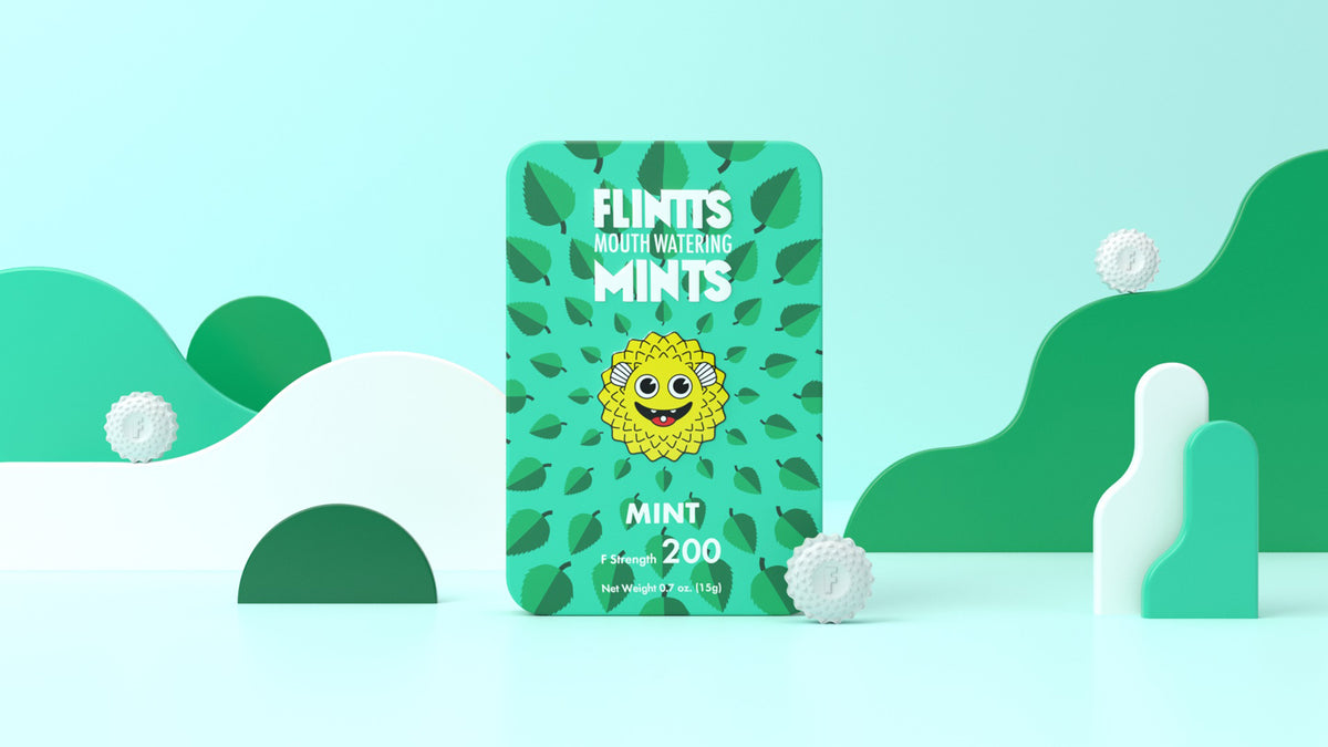 Flintts Mouth Watering Mint F-Strength 200 Medium Sparkle Breath Mints Tin > Novelties > Candy & Edible Items