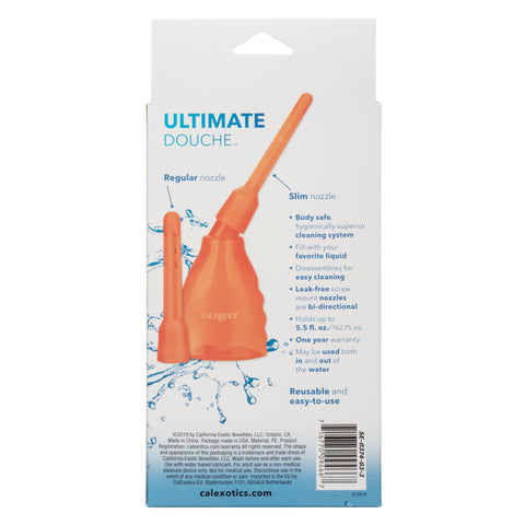 Ultimate Douche Orange Reusable Anal Cleaning System with Multi-Directional Probe and Slip Applicator Tip Douches