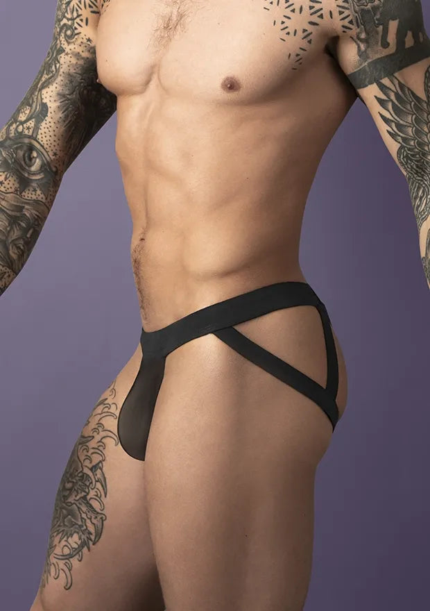 Mesh 2.0 – Strappy Nylon Spandex Stretch Fabric Ring Jock Black L XL > Clothes > Jockstraps