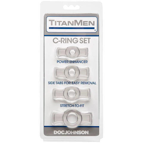 Titanmen Cock Ring Set (Black) – Stretchable Cock Rings Set Clear > Cock Ring > Sets