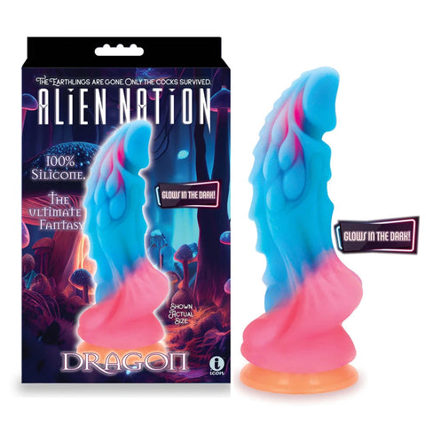 Alien Nation - Glow Dragon - Glow in Dark Rainbow 8.5 Inch Fantasy Dong Multi Fantasy Dongs
