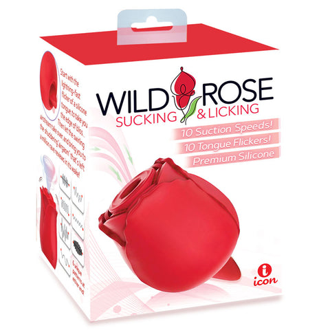 Wild Rose Sucking & Licking USB Rechargeable Stimulator 10 Modes Red Rose Stimulators