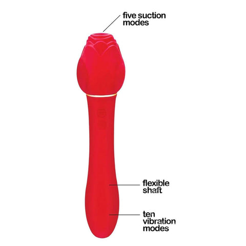 Wild Rose Suction Vibrator in Lipstick Red Premium Silicone Rose Stimulators