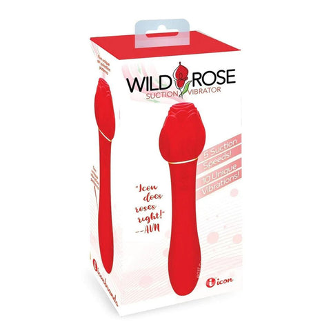 Wild Rose Suction Vibrator in Lipstick Red Premium Silicone Red Rose Stimulators