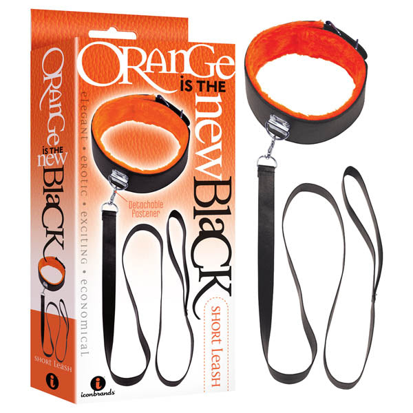 The 9's Orange Is the New Black Short Leash (Black) – Leather Leash > Bondage Gear > Collars & Leashes