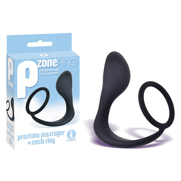 The 9s P Zone Cock Ring Black Anal Plug With Cock Ring > Anal Range > Prostate Massagers