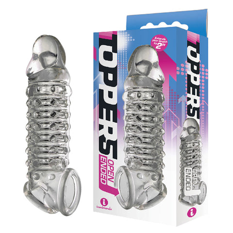 The 9s Toppers Open Ended Penis Extension Sleeve Clear SLEEVES