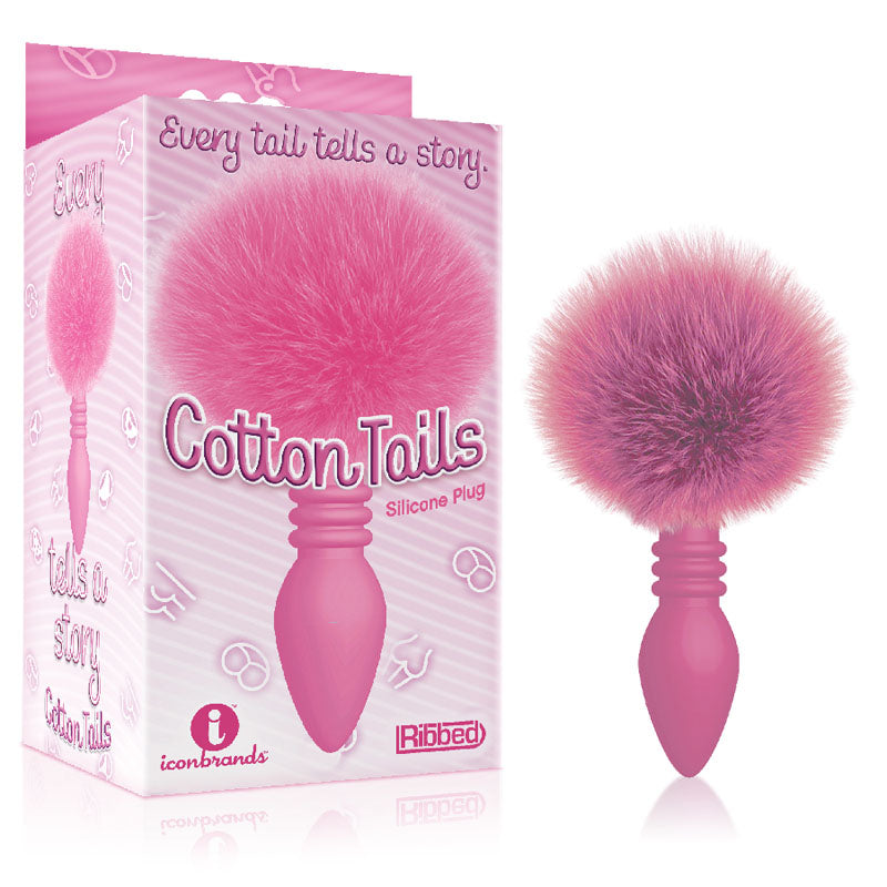 The 9s Cottontails Ribbed Butt Plug with Bunny Tail Pink Tails