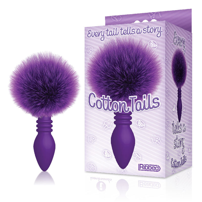 The 9's Cottontails Ribbed Butt Plug with Bunny Tail Purple Tails