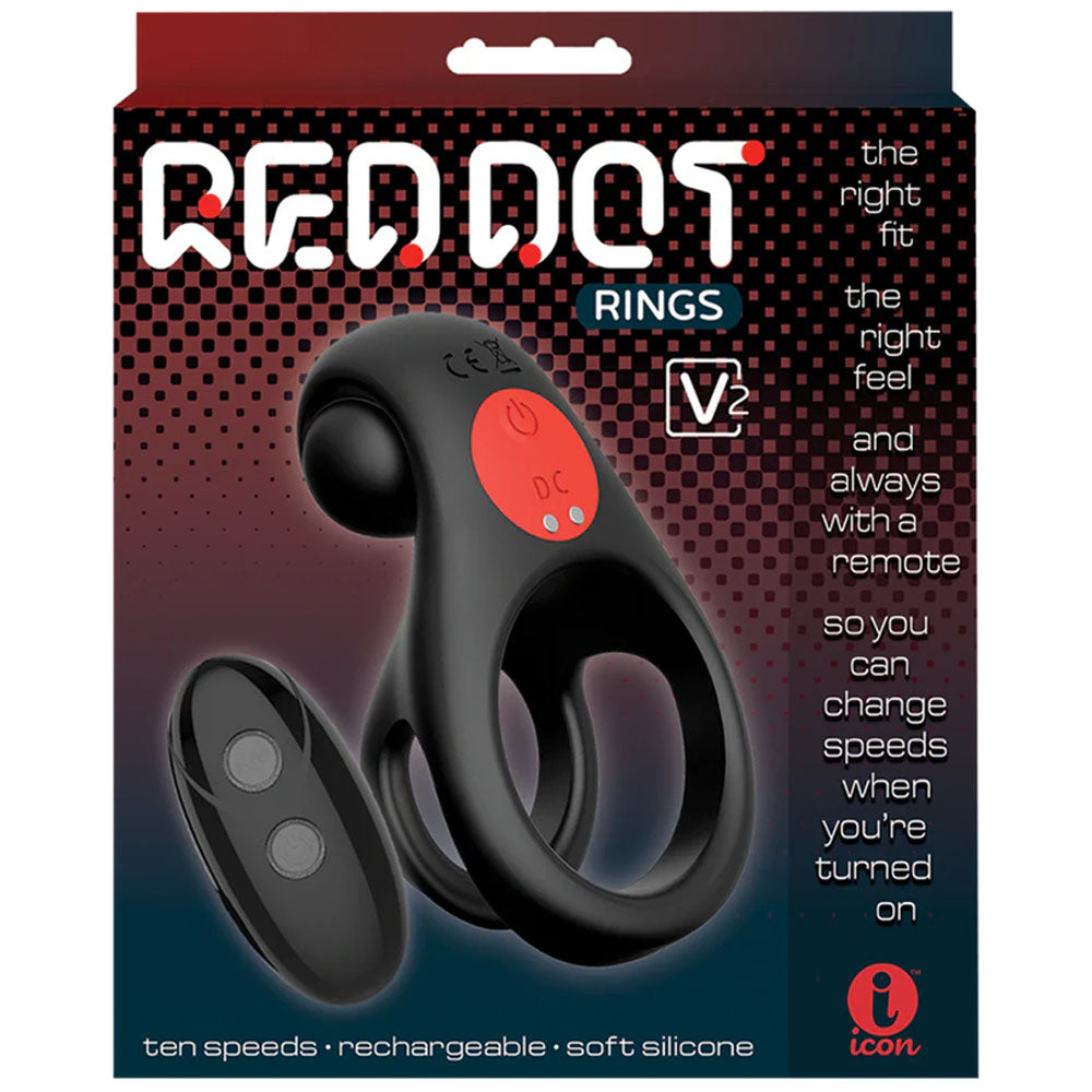 Red Dot Rings V2 USB Rechargeable Vibrating Cock & Ball Ring 10.2cm Cock Rings Vibrating