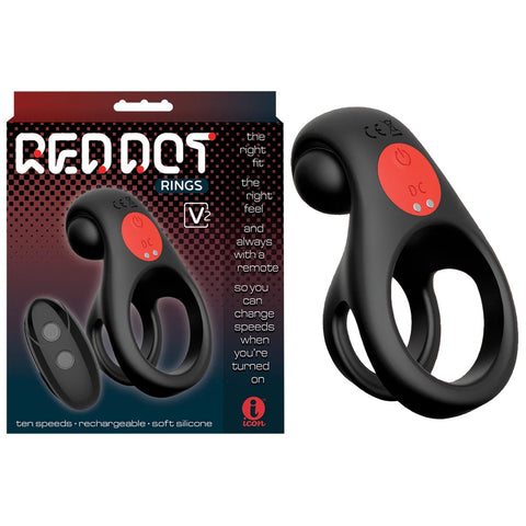 Red Dot Rings V2 USB Rechargeable Vibrating Cock & Ball Ring 10.2cm Multi Cock Rings Vibrating