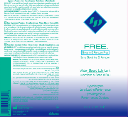 ID Free Hypoallergenic Water-Based Lubricant 250ml – Sensitive Skin Lubricant > Lube > Water Based