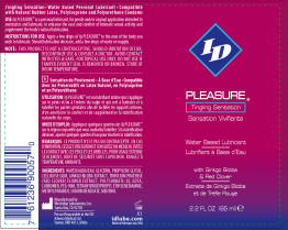 ID Pleasure Water-Based Lubricant with Tingling Sensation 2.2 Oz Enhancers Female