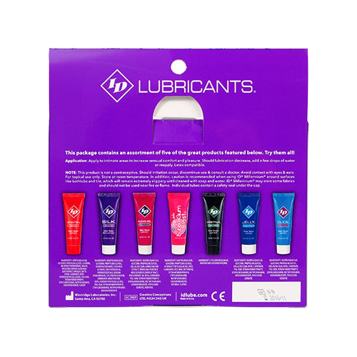 ID Sensual Lubricants 5 Pack Assorted Flavors Intimate Personal Lubricant Set Water Based Lube