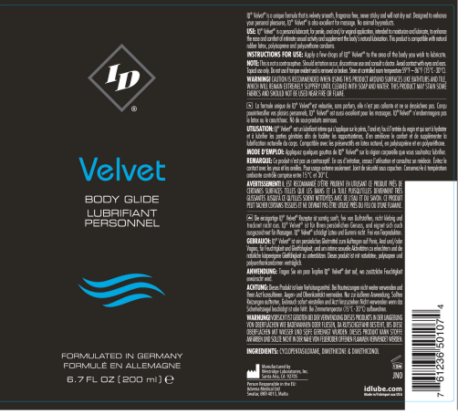 ID Velvet Silicone Lubricant – 6.7oz Bottle Silky Smooth Lubricant > Lube > Silicone