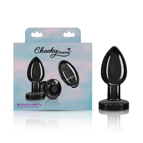 Viben Cheeky Charms Medium Metal Remote Vibrating Anal Plug Black Medium > Anal Range > Vibrating Butt Plugs