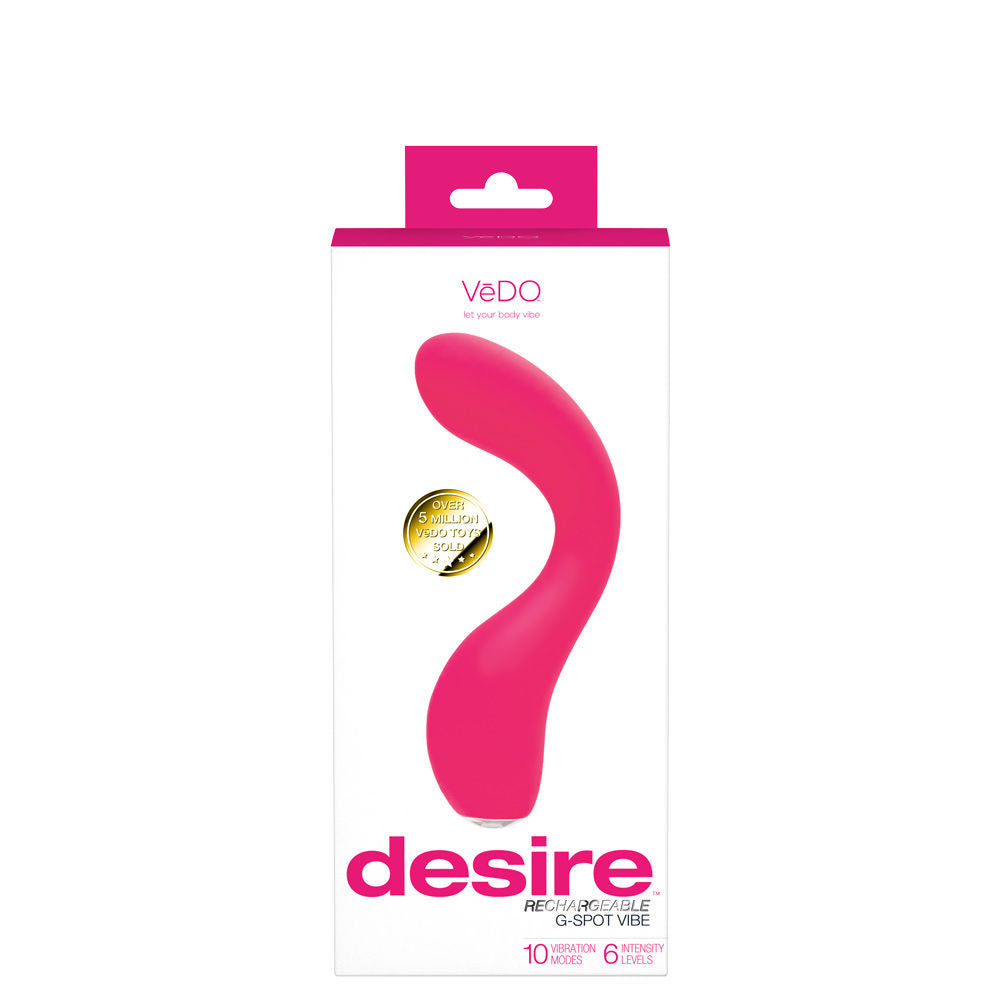 Desire Rechargeable G-Spot Vibrator Pink Silicone Adult Toy Pink Vibrators