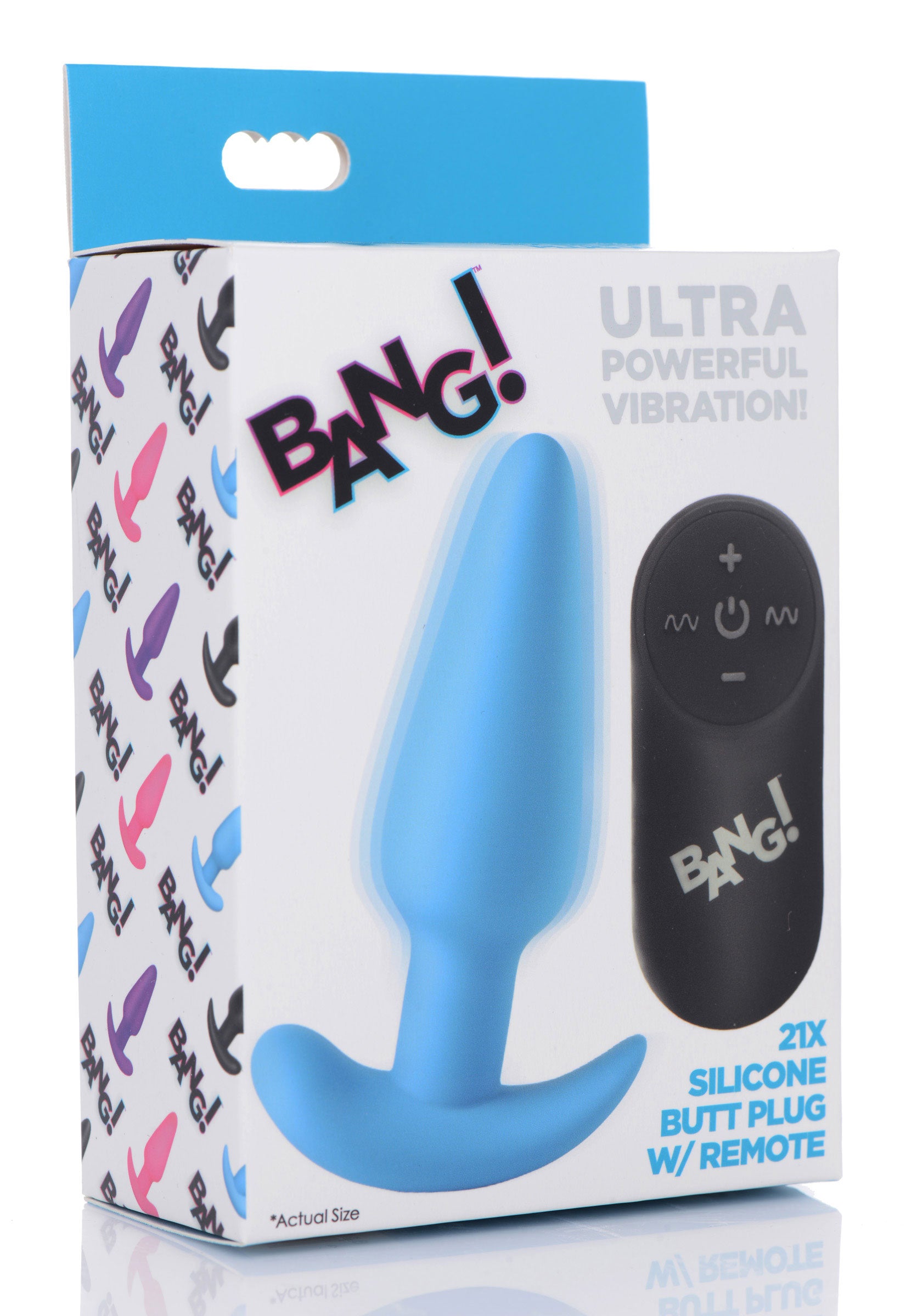 Remote Control Silicone Butt Plug 21X Vibrating Blue Blue Butt Plugs - Vibrating