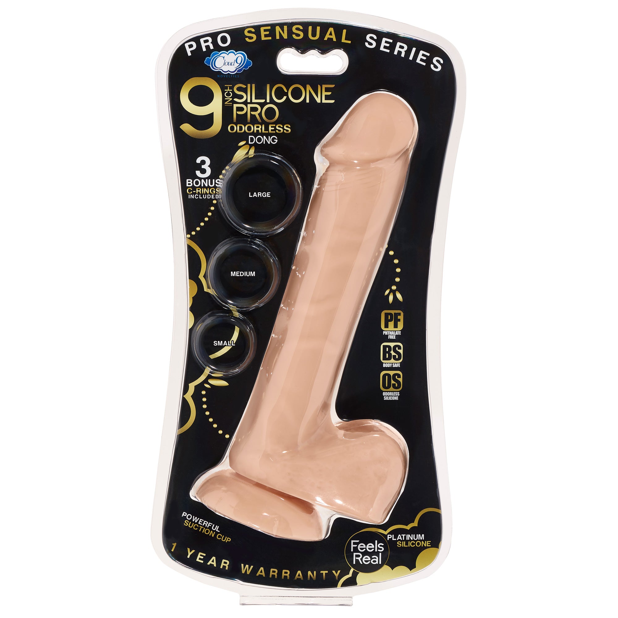 9 Inch Realistic Silicone Dong with Suction Base Flesh Tone > Dildos > Large Dildos