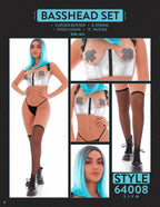 Basshead Medium Large Silver 4pc Lingerie Set With Pasties > Clothes > Lingerie Sets