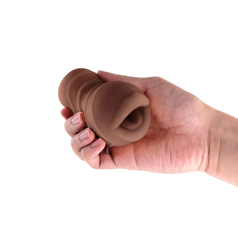 NS Novelties Pocket Pals (Brown) – Textured Mouth Stroker Sleeve Strokers - Manual