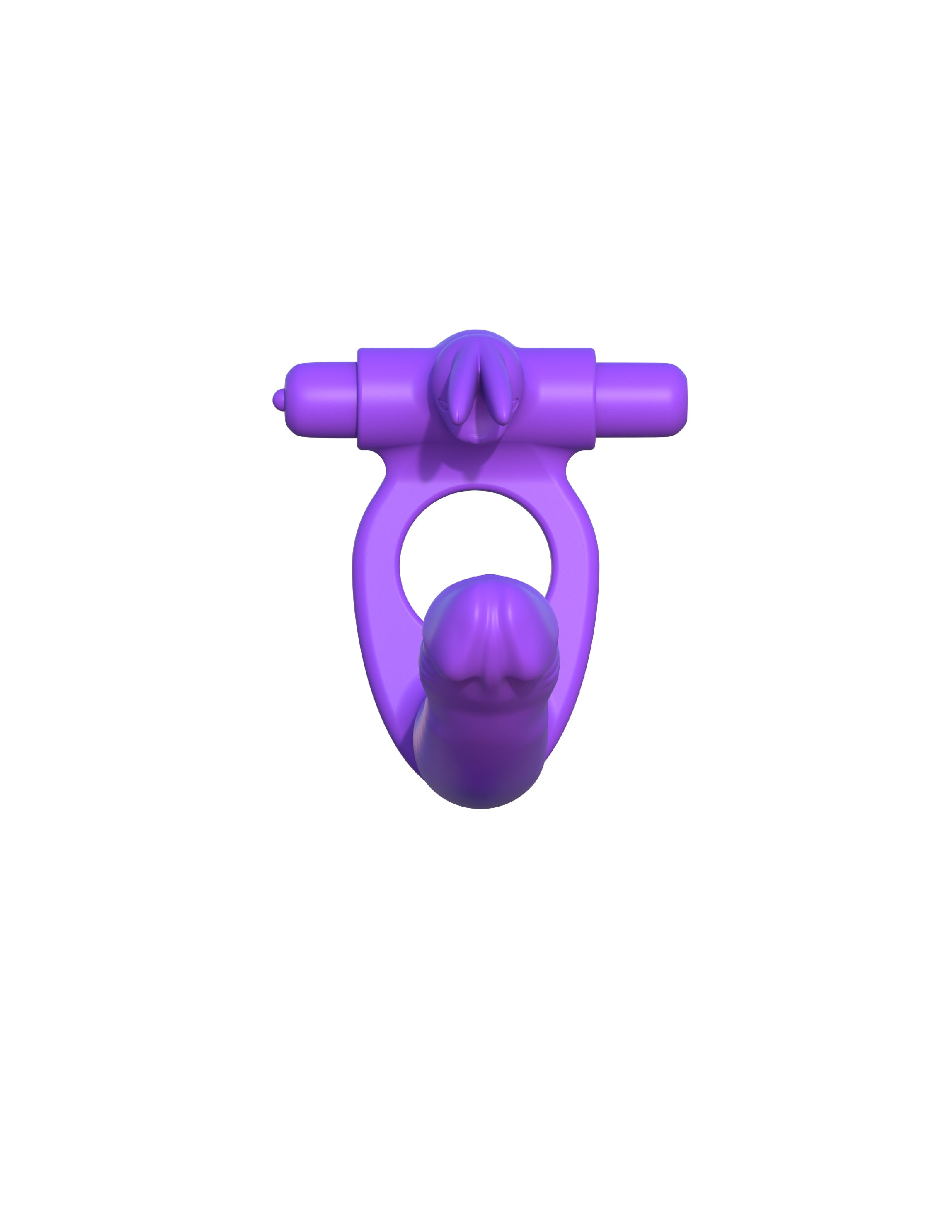 Fantasy Silicone Double Penetrator Rabbit Cockring in Purple COCK RINGS