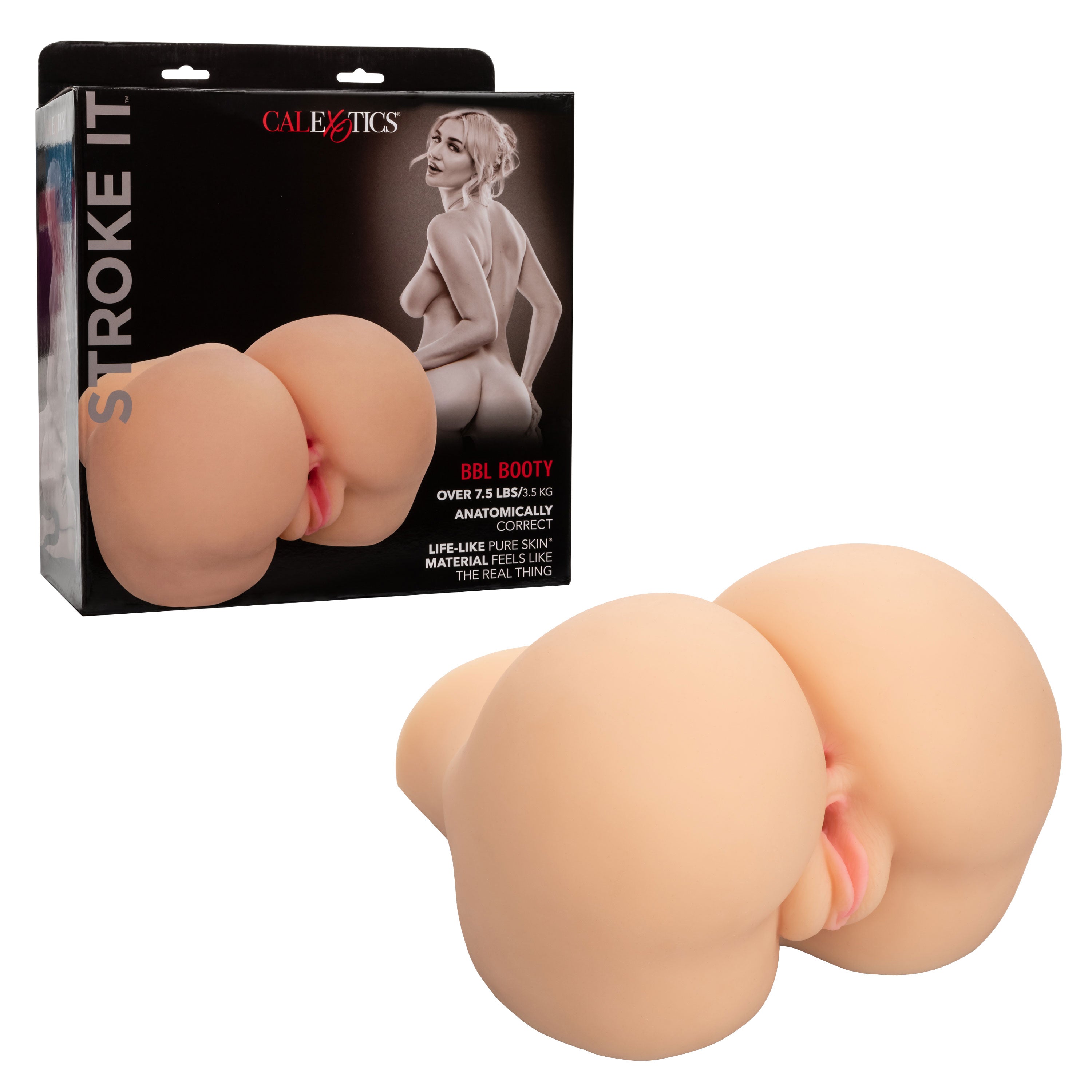Stroke It BBL Booty Ivory Life-Like Realistic Pleasure Sleeve Over 7.5 Pounds Pure Skin Material Assturbators