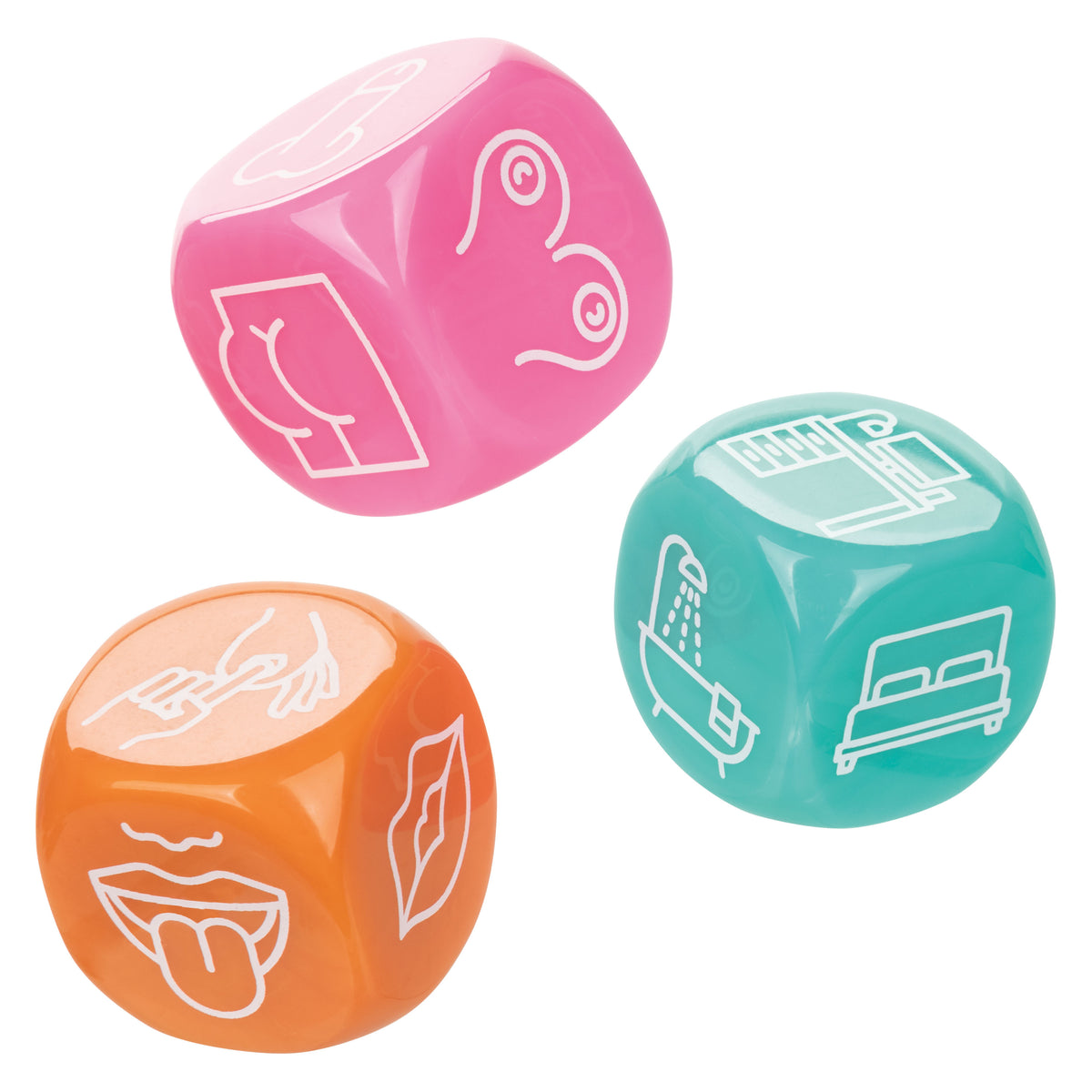 Naughty Bits Roll With It Icon Based Sex Dice Game Set with 3 Colorful Acrylic Dice > Novelties > Games