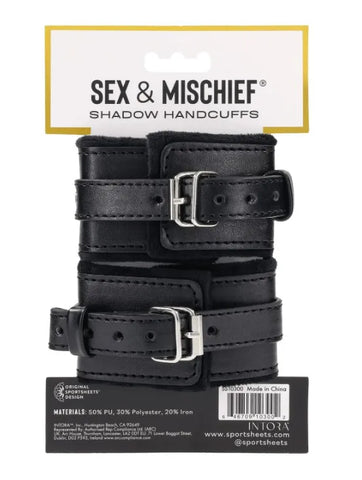 Shadow Handcuffs – Faux Leather Restraint Handcuffs Black > Bondage Gear > Handcuffs