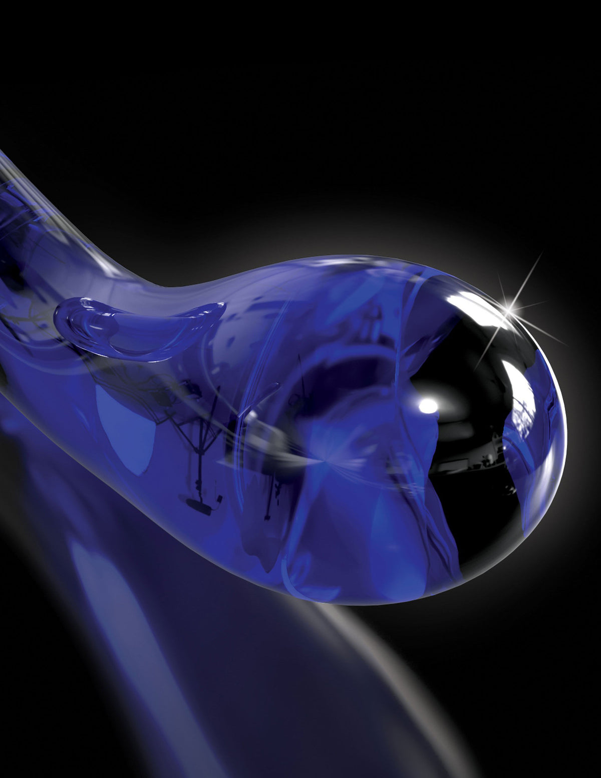 Icicles Blue Glass Massager with Silicone Suction Cup > Glass > Dildos