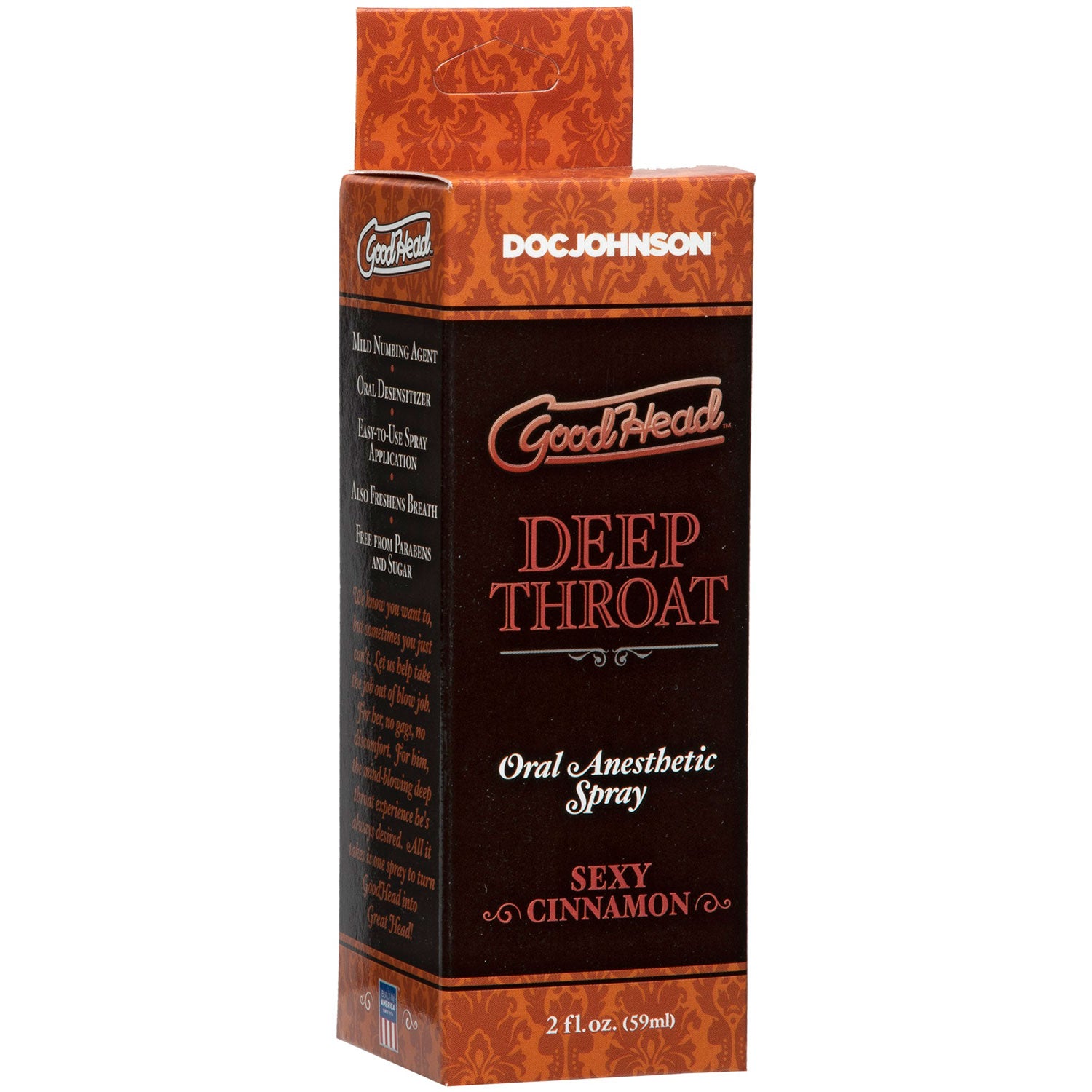 Goodhead Deep Throat Spray Cinnamon (59ml) – Flavored Throat Desensitizer Spray Oral Gels & Sprays