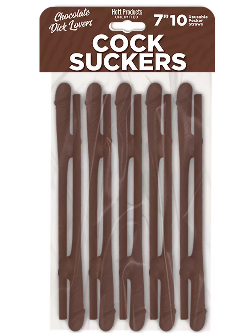 Cock Suckers Chocolate Lover Party Straws for Adult Fun Brown Bachelor & Bachelorette Items