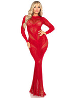 Black Lace Net Bodycon Lingerie Gown with Heart Keyhole Detail Red One Size > Clothes > Dresses and Chemises