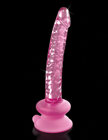 Icicles 17cm Glass Dong with Suction Base Pink DONGS Glass