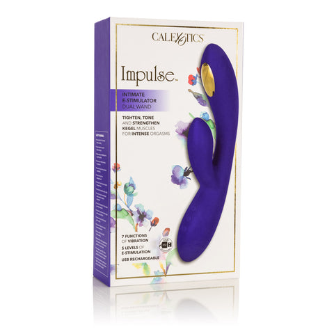 Impulse Intimate E-Stimulator Dual Wand in Purple with 7 Vibration Modes and 5 Electro-Stimulation Levels, USB Rechargeable, Silicone Body-Safe Massager VIBRATORS-RABBIT