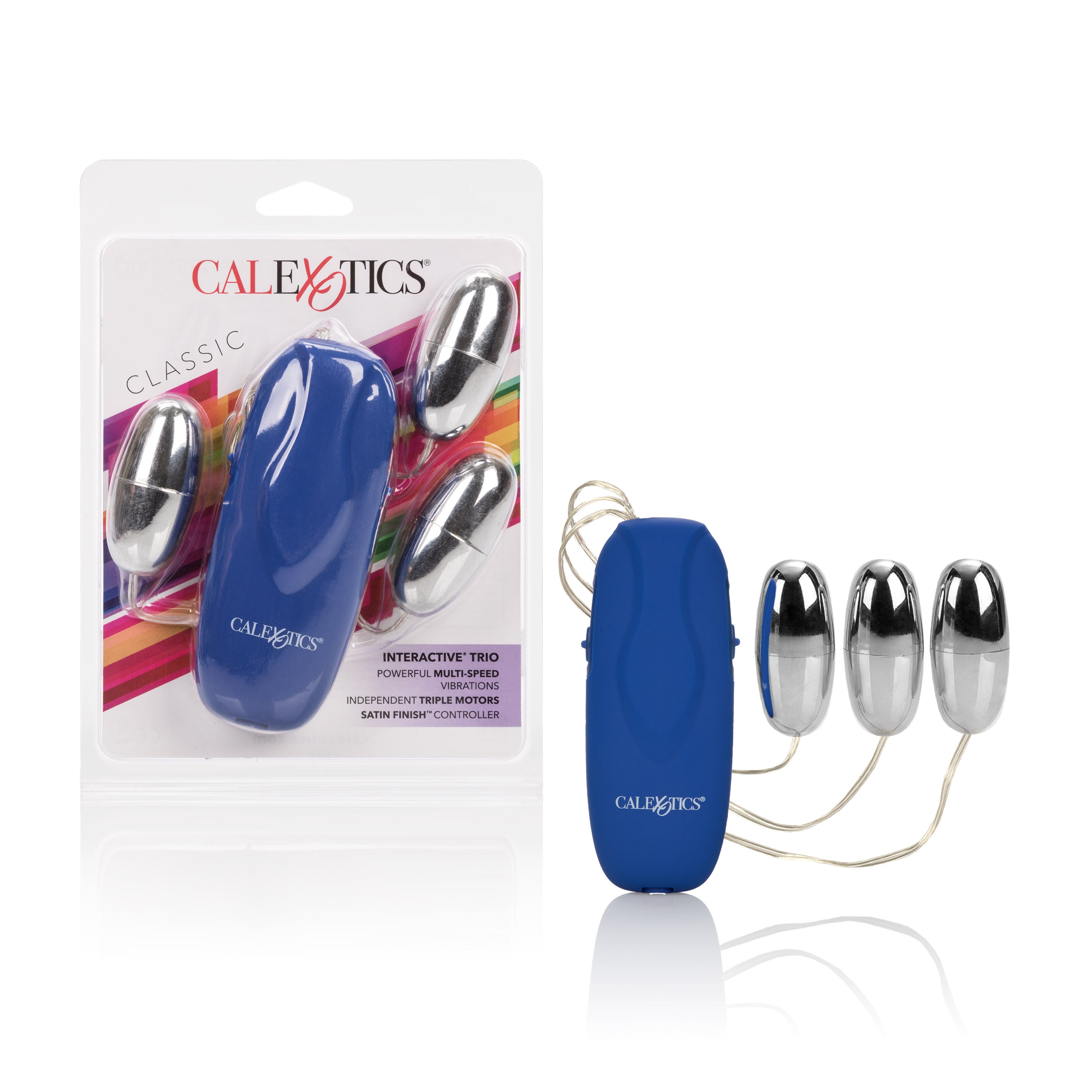 Interactive Trio Silver Vibrating Bullets Multi-Speed Power Pack Blue BULLETS & EGGS